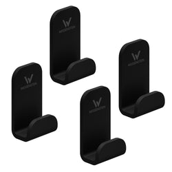 Handtuchhaken Set schwarz - 4  Edelstahl Haken - ohne Bohren – black