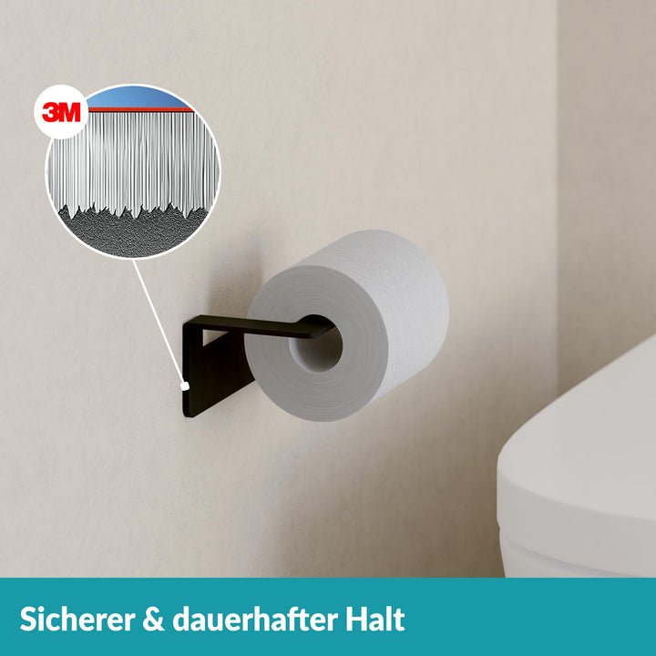 Toilettenpapierhalter Schwarz ohne Bohren - Edelstahl