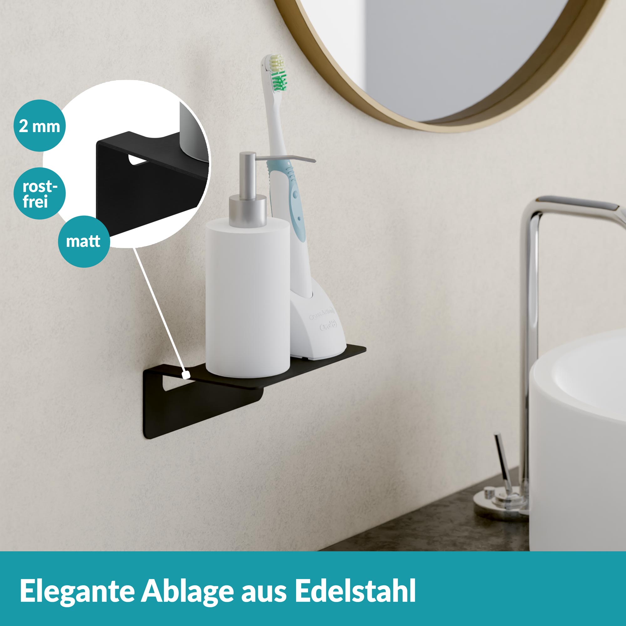 Badablage schwarz ohne Bohren