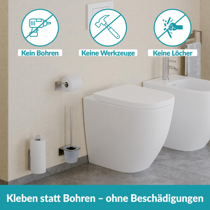 Toilettenpapierhalter aus Edelstahl ohne Bohren - Silber