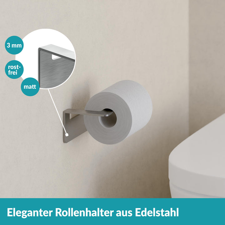 Toilettenpapierhalter aus Edelstahl ohne Bohren - Silber