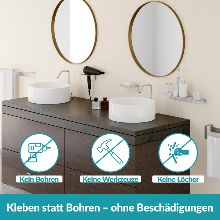 Handtuchstange 22 cm ohne Bohren - Edelstahl