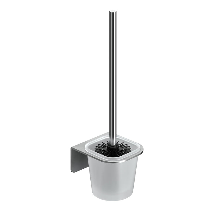 Toilettenbürstenhalter selbstklebend - Mit Toilettenbürste - Ohne Bohren - Edelstahl & Glas