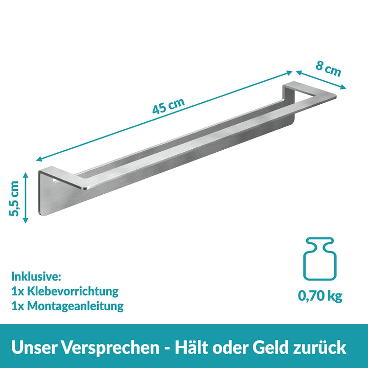 Handtuchstange 45 cm - Edelstahl - 45 cm - ohne Bohren