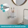 Zahnputzbecher rund silber - Glas und Edelstahl - ohne bohren