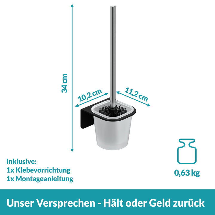 Toilettenbürstenhalter schwarz ohne Bohren - mit Toilettenbürste