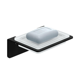 Schwarze Seifenschale und Halter zur Wandmontage - Ohne Bohren - Edelstahl – black