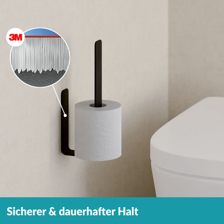 Ersatzrollenhalter schwarz ohne Bohren - Wandmontage - Edelstahl