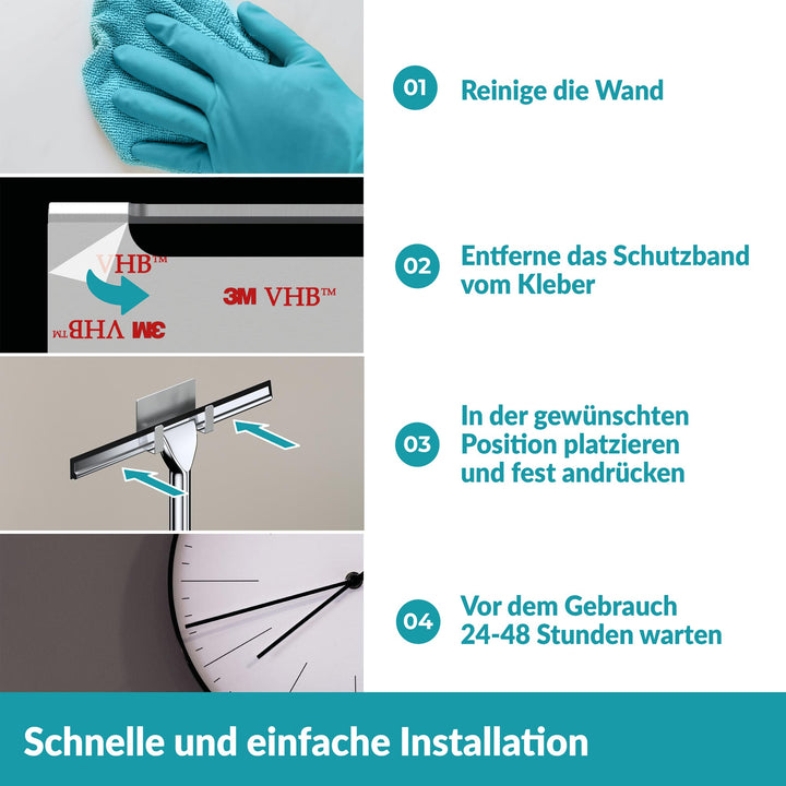 Duschabzieher mit Halterung - Montage ohne Bohren