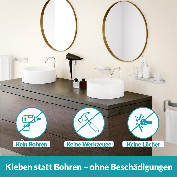 Badablage ohne Bohren - 24 cm - Edelstahl