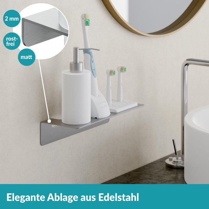 Badablage ohne Bohren - 24 cm - Edelstahl
