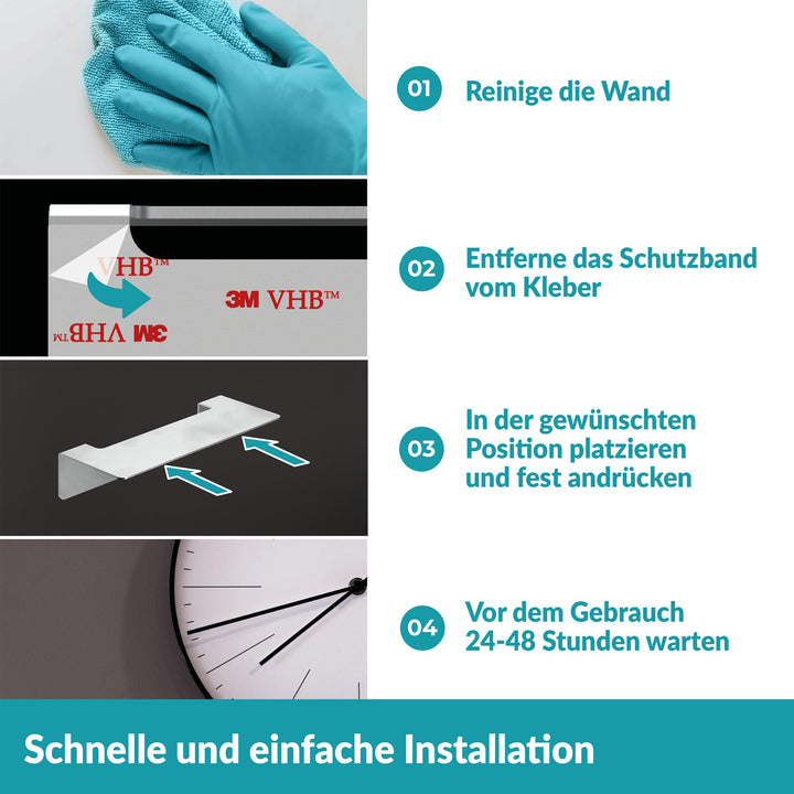 Badablage ohne Bohren - 24 cm - Edelstahl