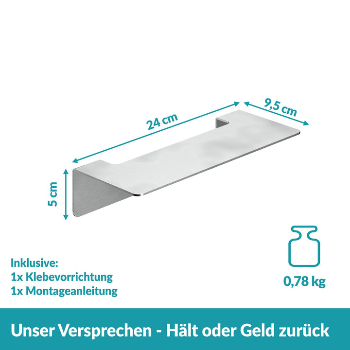 Badablage ohne Bohren - 24 cm - Edelstahl