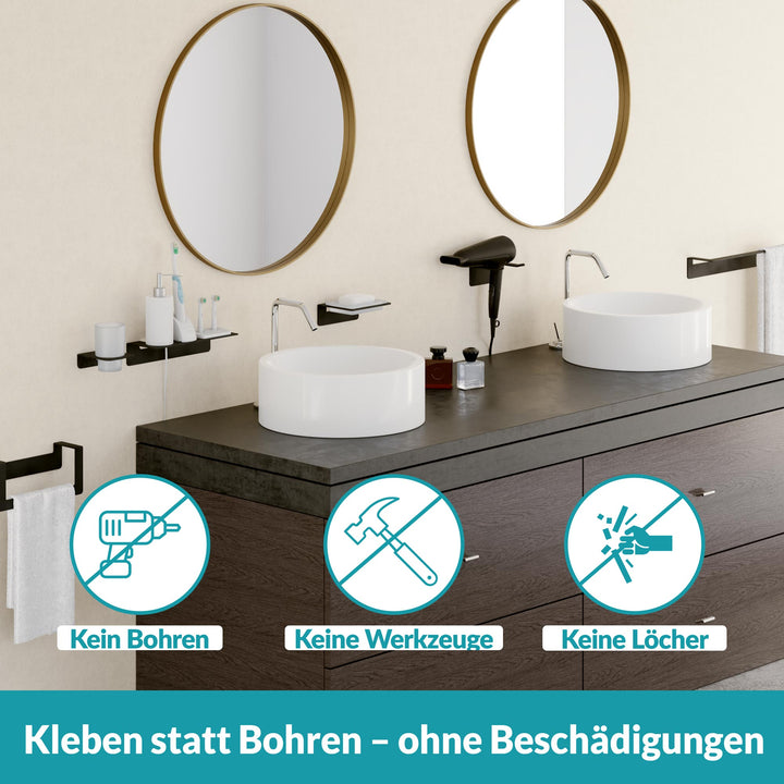 Badablage schwarz - 24 cm - Edelstahl - ohne Bohren
