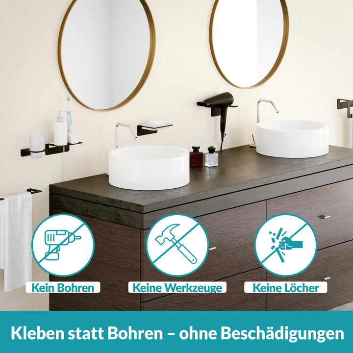 Föhnhalter ohne Bohren - Mattes Schwarz - Edelstahl