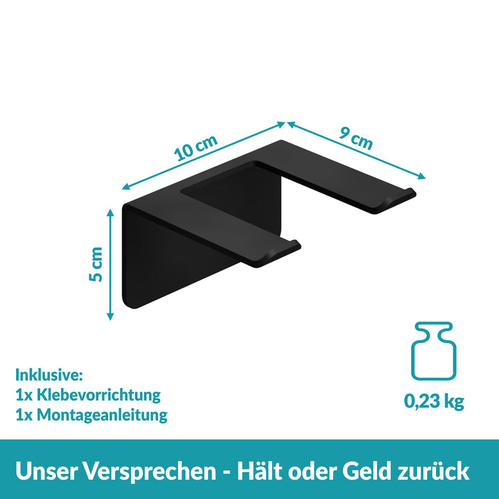 Föhnhalter ohne Bohren - Mattes Schwarz - Edelstahl