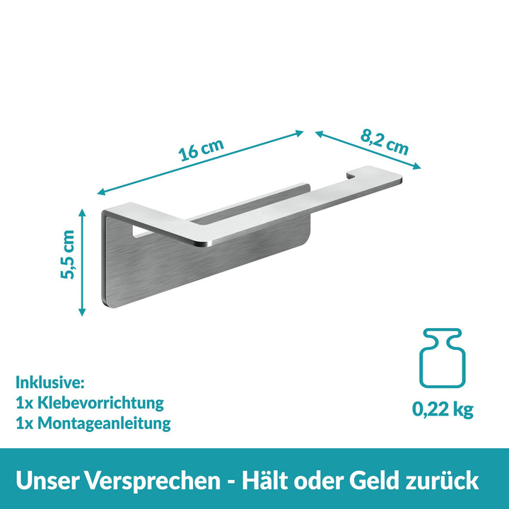 Toilettenpapierhalter aus Edelstahl ohne Bohren - Silber