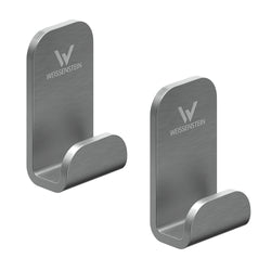Handtuchhaken silber - 2 Haken aus Edelstahl - ohne bohren - selbstklebend – silver