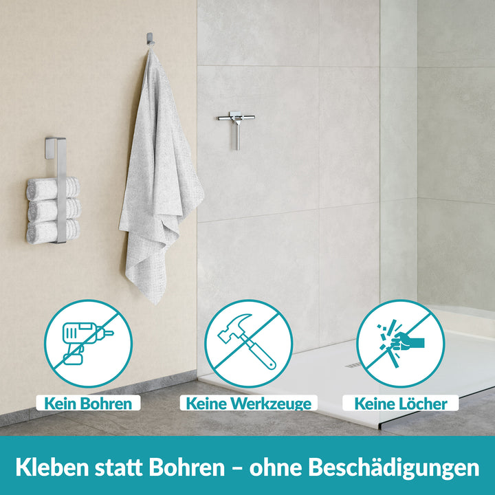 Handtuchhaken Set silber - 3  Edelstahl Haken - ohne bohren
