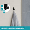 Handtuchhaken Set schwarz - 2  Edelstahl Haken - ohne Bohren