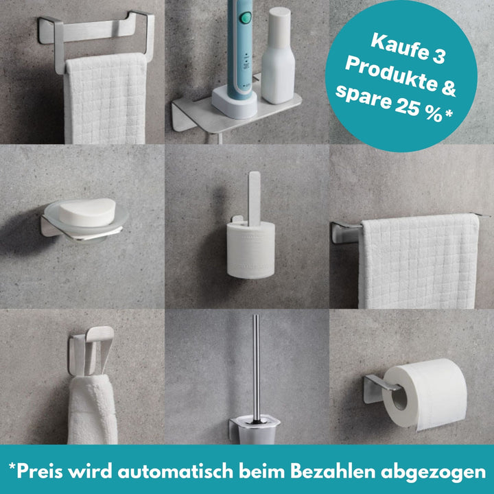 Handtuchhaken Set silber - 4  Edelstahl Haken - ohne bohren