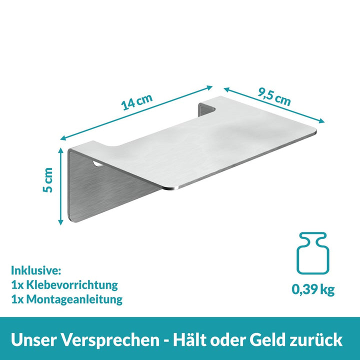 Badablage ohne Bohren - 14 cm - Edelstahl