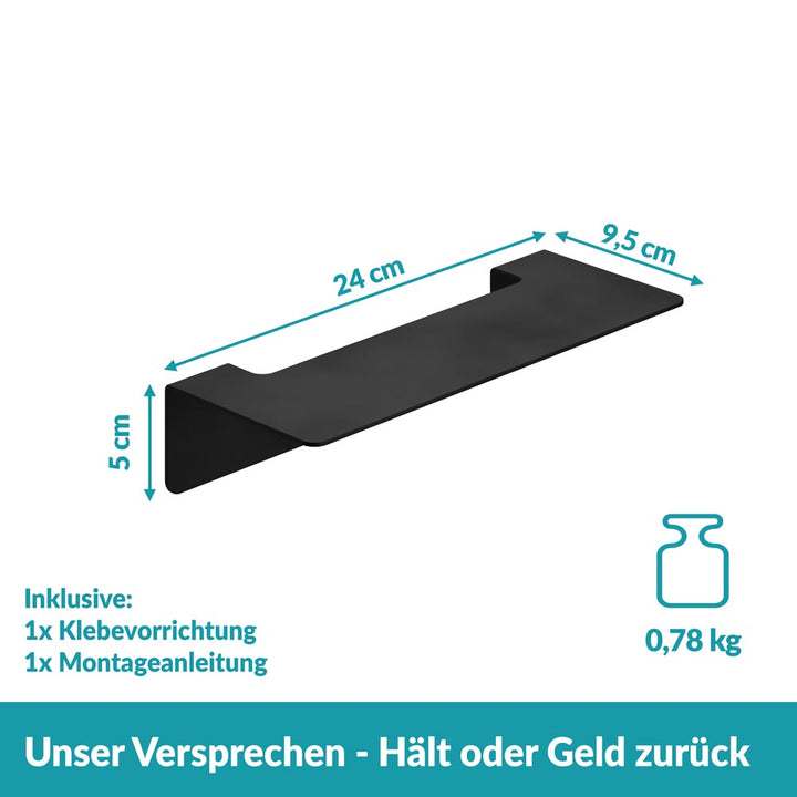 Badablage schwarz - 24 cm - Edelstahl - ohne Bohren